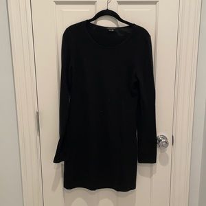 Theory long sleeve cashmere sweater dress in black